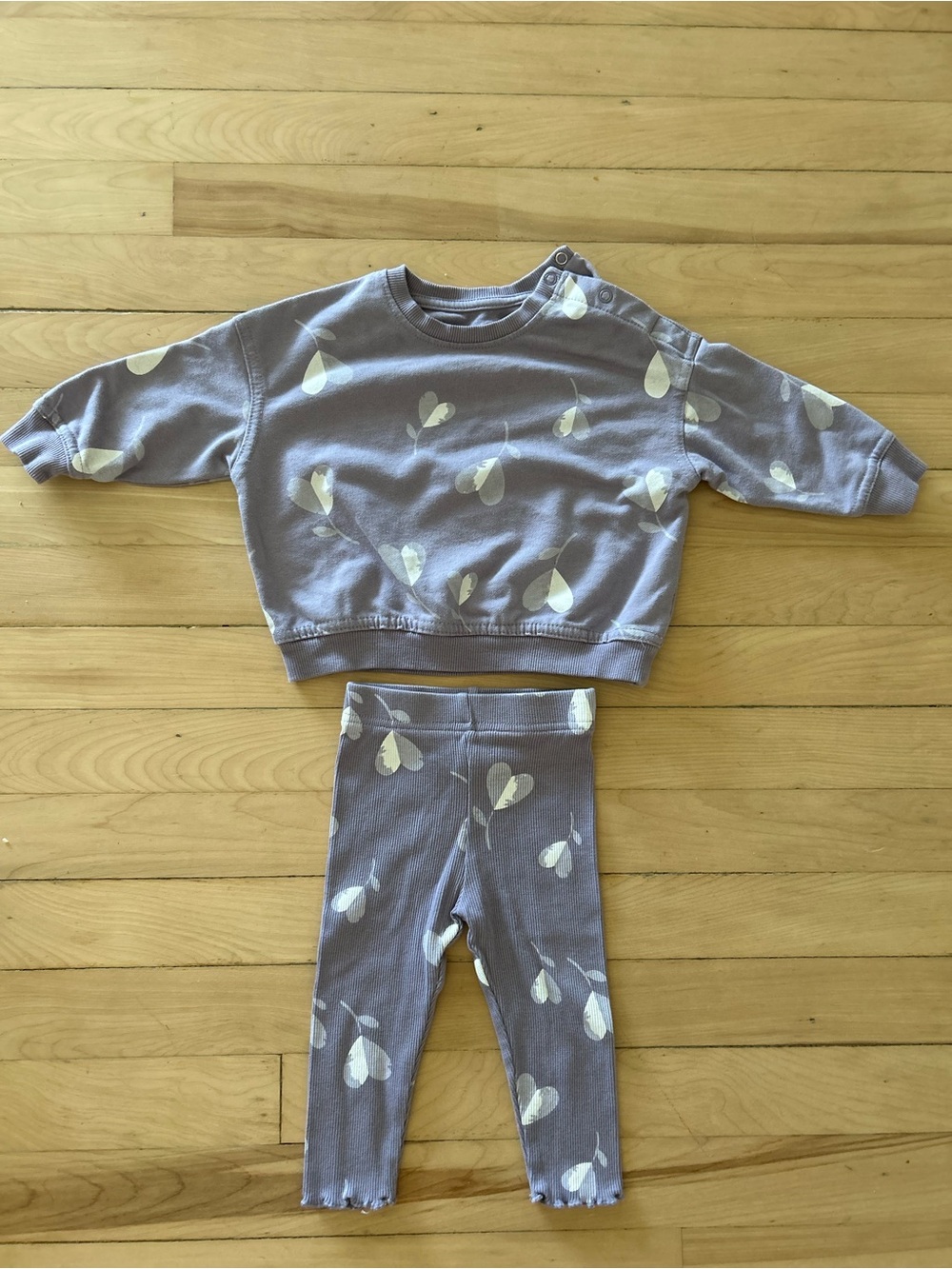 George - Purple Heart Print Infant Sweatshirt & Legging Set - Size 6-12M